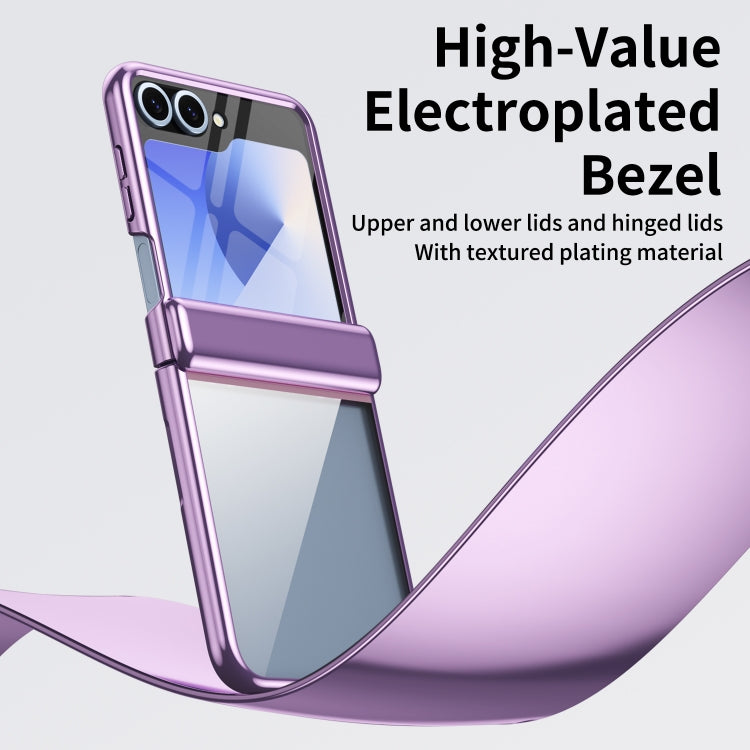 For Samsung Galaxy Z Flip5 Plating Transparent Folding Hinged Phone Case