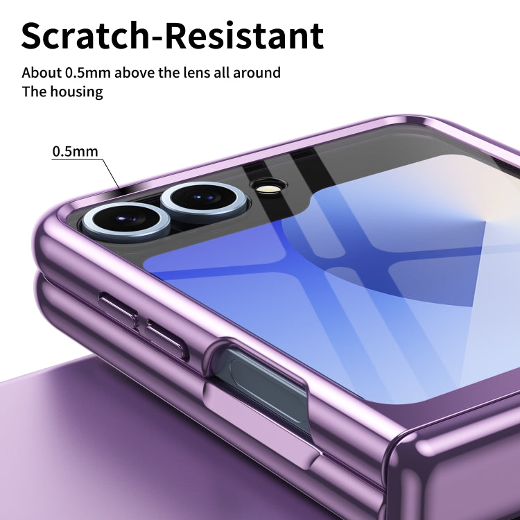 For Samsung Galaxy Z Flip5 Plating Transparent Folding Hinged Phone Case