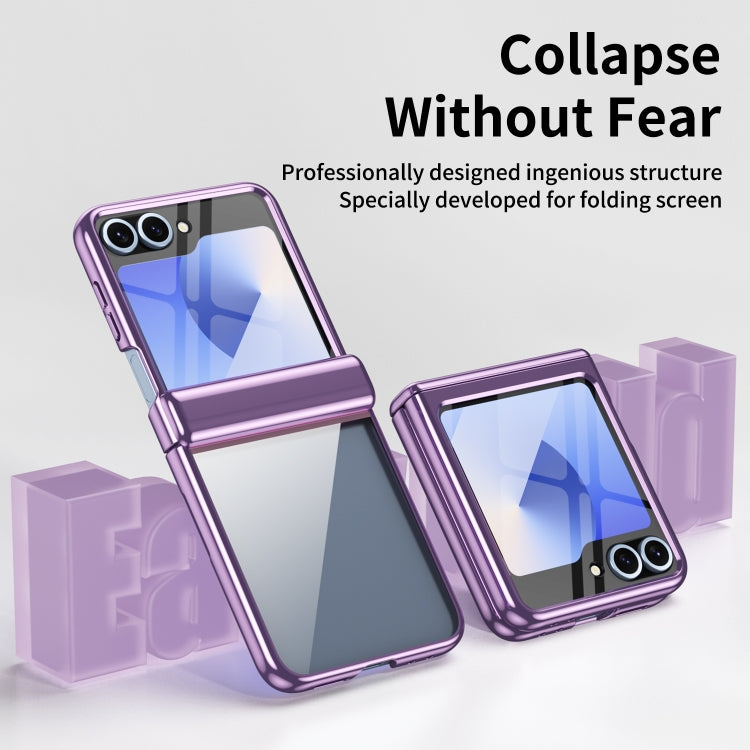 For Samsung Galaxy Z Flip5 Plating Transparent Folding Hinged Phone Case