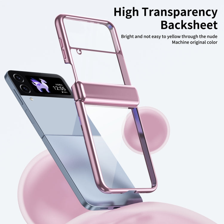 For Samsung Galaxy Z Flip4 Plating Transparent Folding Hinged Phone Case