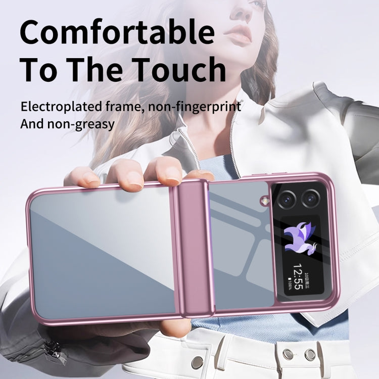 For Samsung Galaxy Z Flip4 Plating Transparent Folding Hinged Phone Case