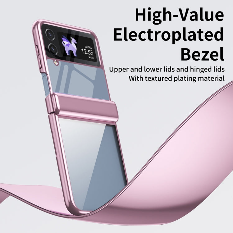 For Samsung Galaxy Z Flip4 Plating Transparent Folding Hinged Phone Case