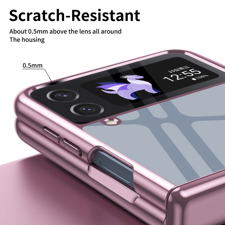 For Samsung Galaxy Z Flip4 Plating Transparent Folding Hinged Phone Case