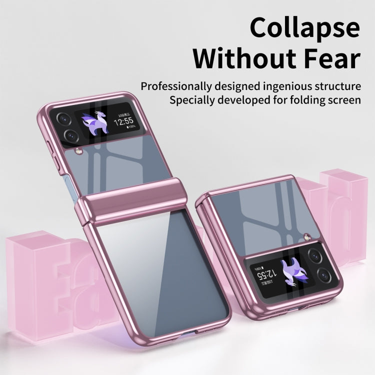 For Samsung Galaxy Z Flip4 Plating Transparent Folding Hinged Phone Case