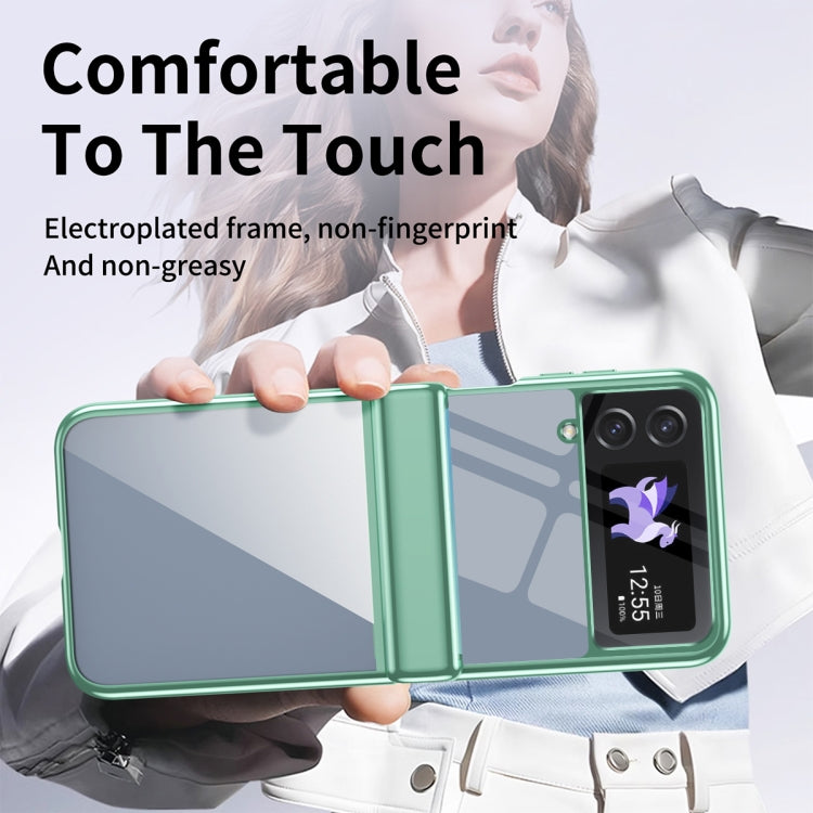 For Samsung Galaxy Z Flip4 Plating Transparent Folding Hinged Phone Case