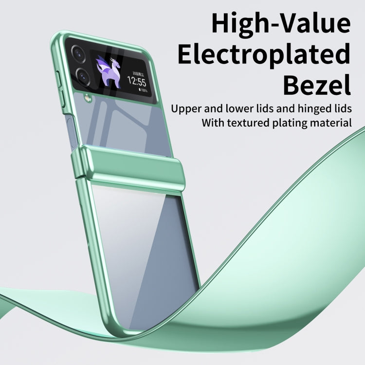 For Samsung Galaxy Z Flip4 Plating Transparent Folding Hinged Phone Case