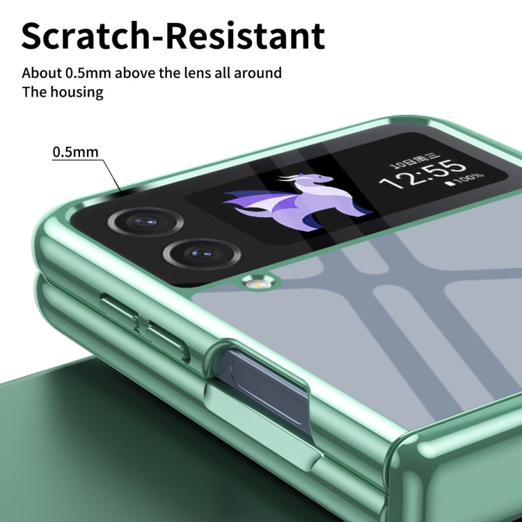 For Samsung Galaxy Z Flip4 Plating Transparent Folding Hinged Phone Case