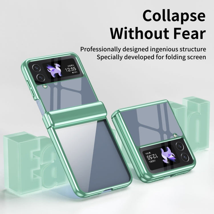 For Samsung Galaxy Z Flip4 Plating Transparent Folding Hinged Phone Case