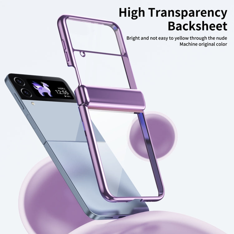 For Samsung Galaxy Z Flip4 Plating Transparent Folding Hinged Phone Case