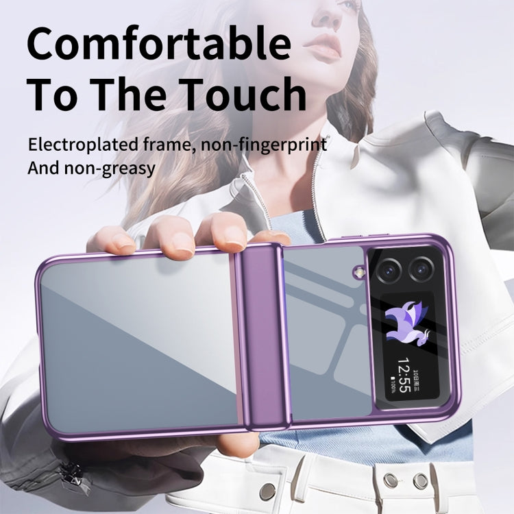 For Samsung Galaxy Z Flip4 Plating Transparent Folding Hinged Phone Case