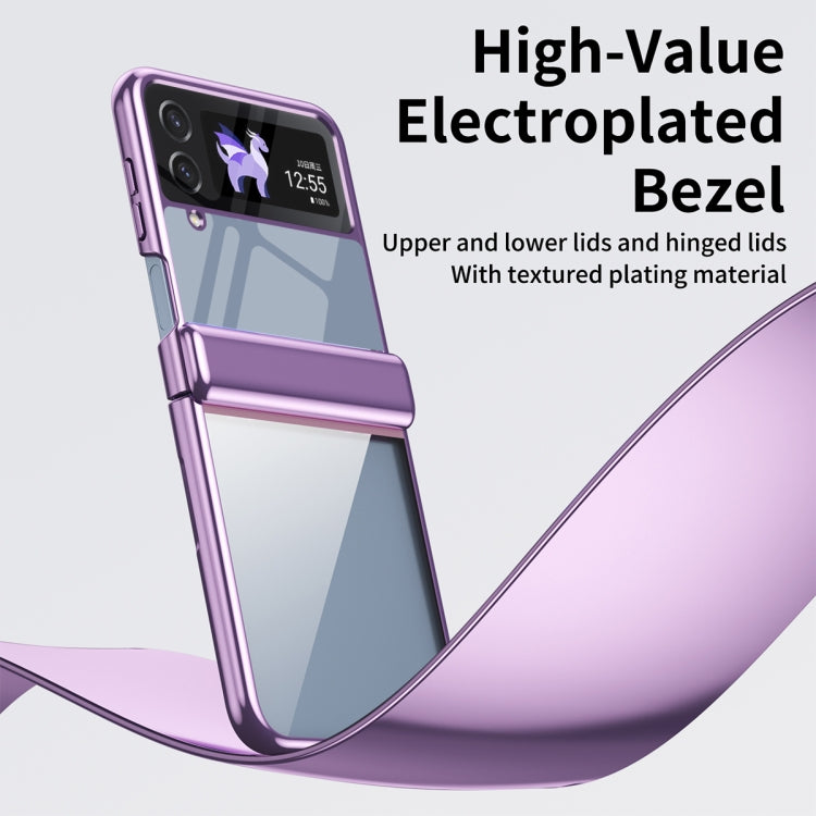 For Samsung Galaxy Z Flip4 Plating Transparent Folding Hinged Phone Case