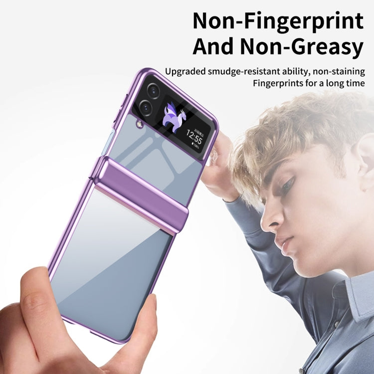 For Samsung Galaxy Z Flip4 Plating Transparent Folding Hinged Phone Case