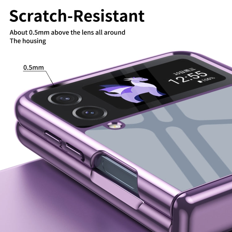 For Samsung Galaxy Z Flip4 Plating Transparent Folding Hinged Phone Case