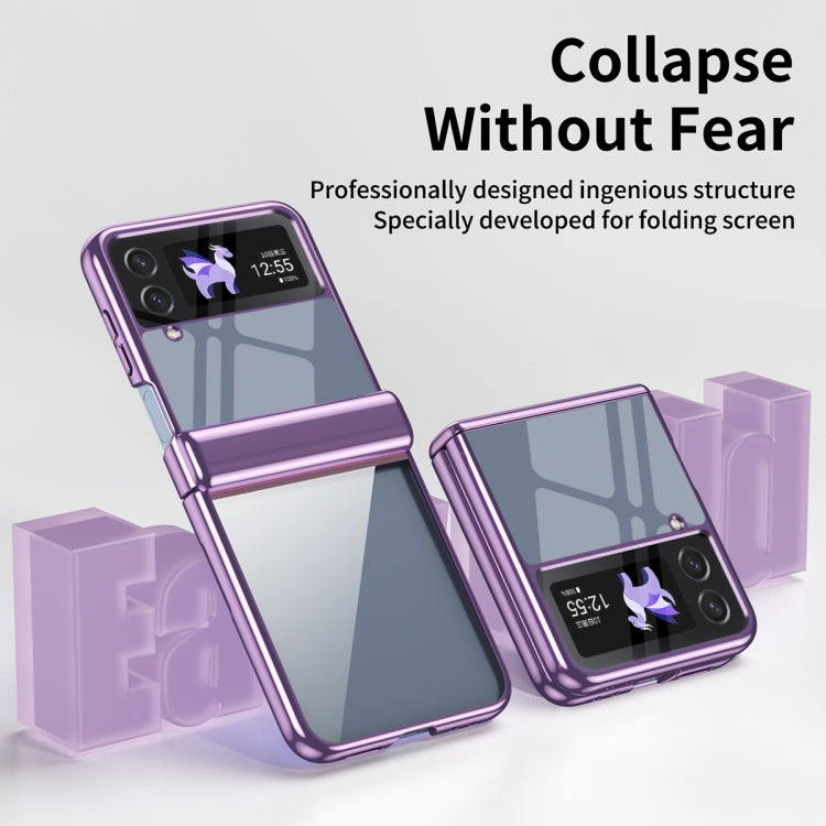 For Samsung Galaxy Z Flip4 Plating Transparent Folding Hinged Phone Case