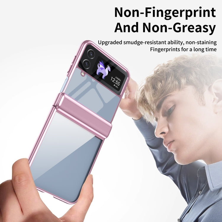 For Samsung Galaxy Z Flip3 Plating Transparent Folding Hinged Phone Case