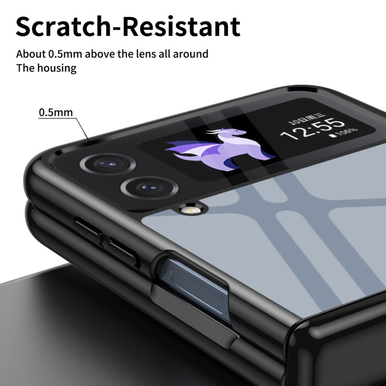 For Samsung Galaxy Z Flip3 Plating Transparent Folding Hinged Phone Case