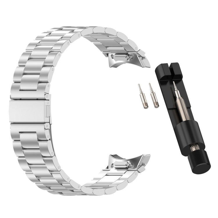 For Samsung Galaxy Watch 7 40 / 44mm Three Beads Button Quick Release Metal Watch Band