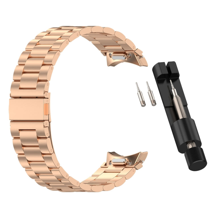 For Samsung Galaxy Watch 5 Pro Three Beads Button Quick Release Metal Watch Band