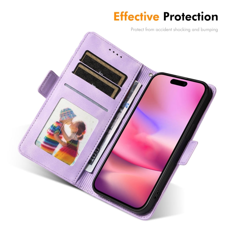For iPhone 16 ENKAY Embossed Rhombus Starry Leather Phone Case with Screen Film