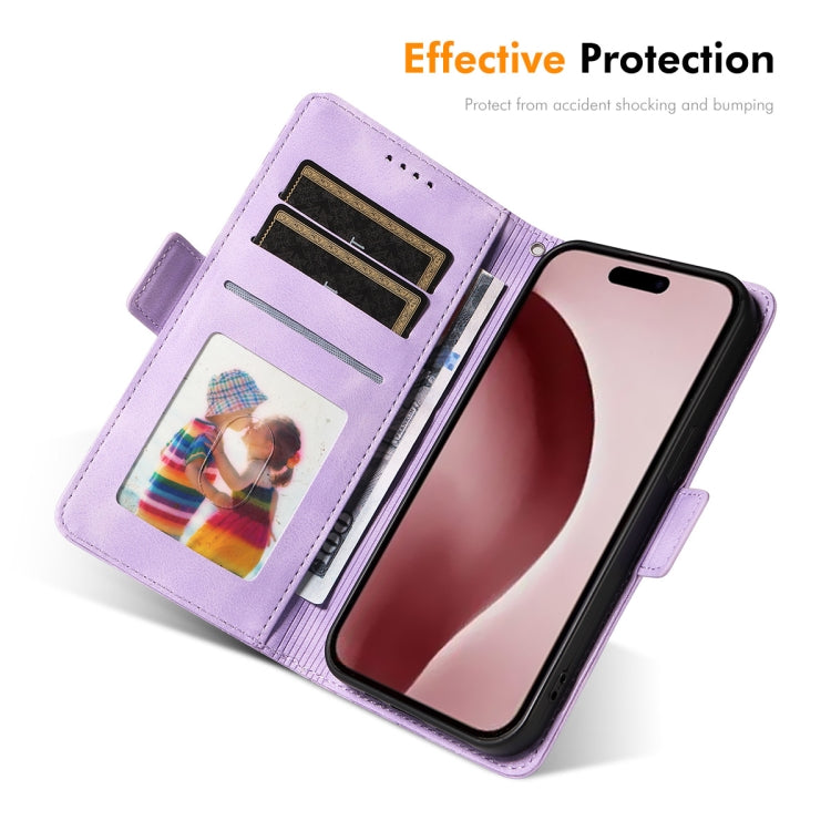 For iPhone 16 Pro ENKAY Embossed Rhombus Starry Leather Phone Case with Screen Film