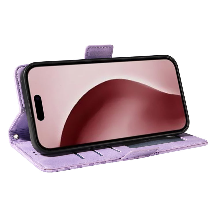 For iPhone 16 Pro ENKAY Embossed Rhombus Starry Leather Phone Case with Screen Film