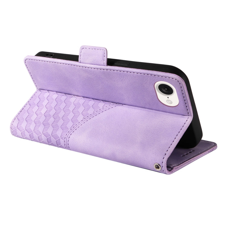 For iPhone 17e / 16e ENKAY Embossed Rhombus Starry Leather Phone Case with Screen Film