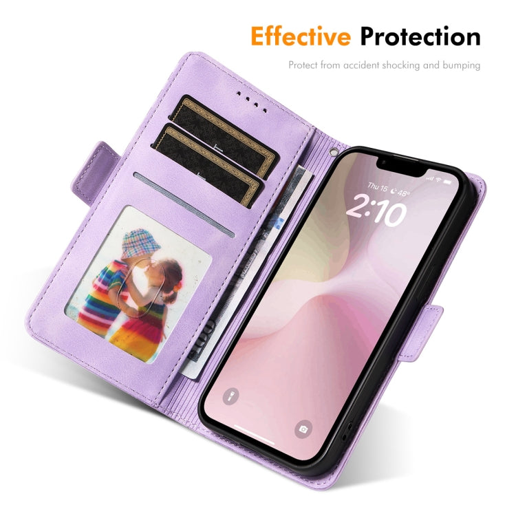 For iPhone 17e / 16e ENKAY Embossed Rhombus Starry Leather Phone Case with Screen Film