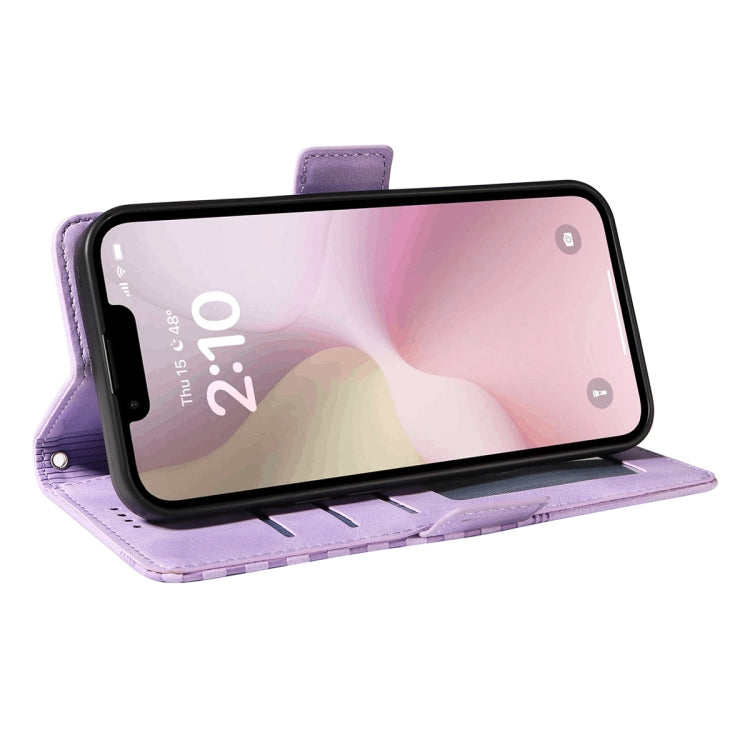For iPhone 17e / 16e ENKAY Embossed Rhombus Starry Leather Phone Case with Screen Film