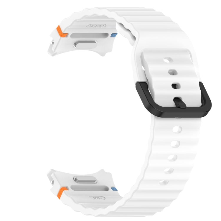 For Samsung Galaxy Watch FE 40mm Wavy Grain Stitched Black Buckle Silicone Watch Band