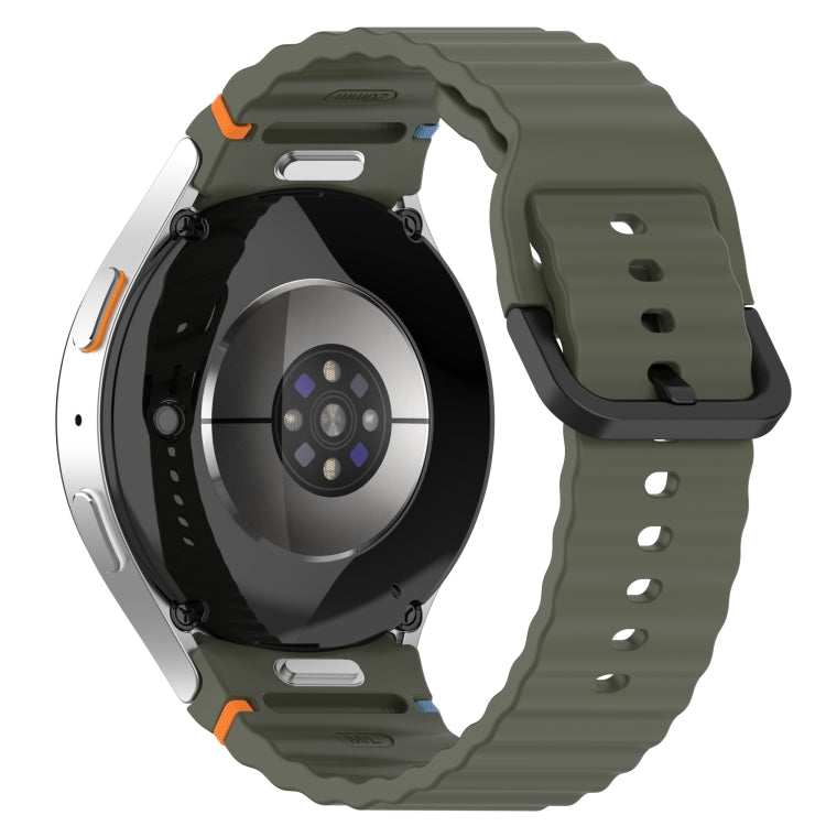 For Samsung Galaxy Watch FE 40mm Wavy Grain Stitched Black Buckle Silicone Watch Band