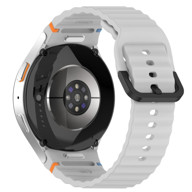 For Samsung Galaxy Watch FE 40mm Wavy Grain Stitched Black Buckle Silicone Watch Band