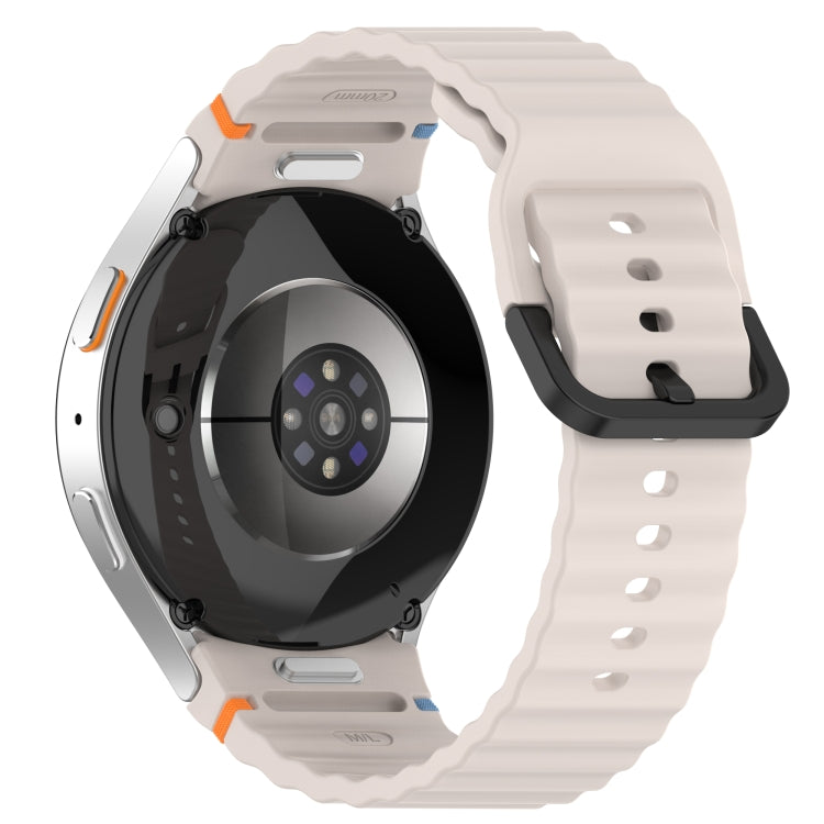 For Samsung Galaxy Watch FE 40mm Wavy Grain Stitched Black Buckle Silicone Watch Band