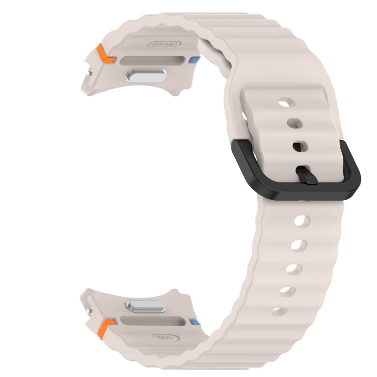 For Samsung Galaxy Watch FE 40mm Wavy Grain Stitched Black Buckle Silicone Watch Band