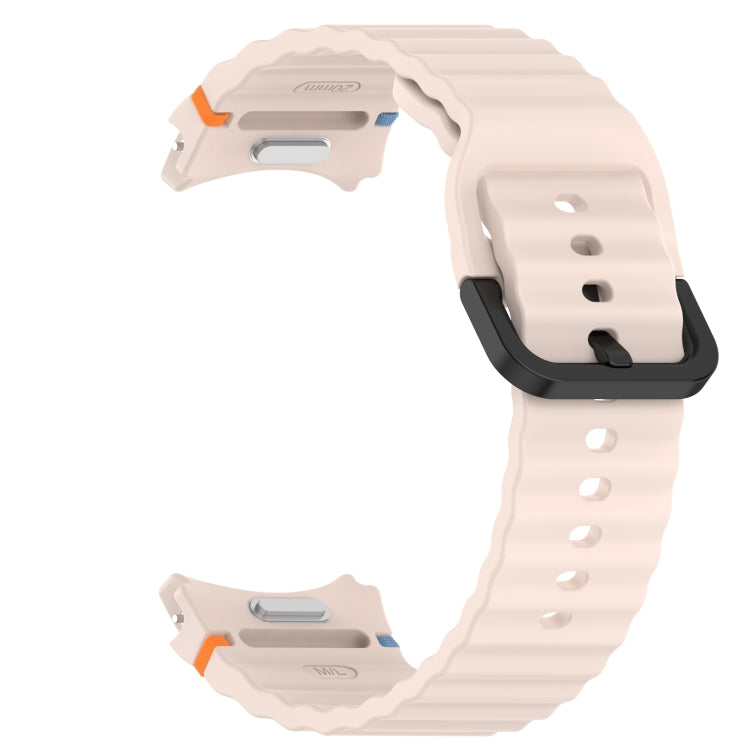 For Samsung Galaxy Watch 6 40 / 44mm Wavy Grain Stitched Black Buckle Silicone Watch Band