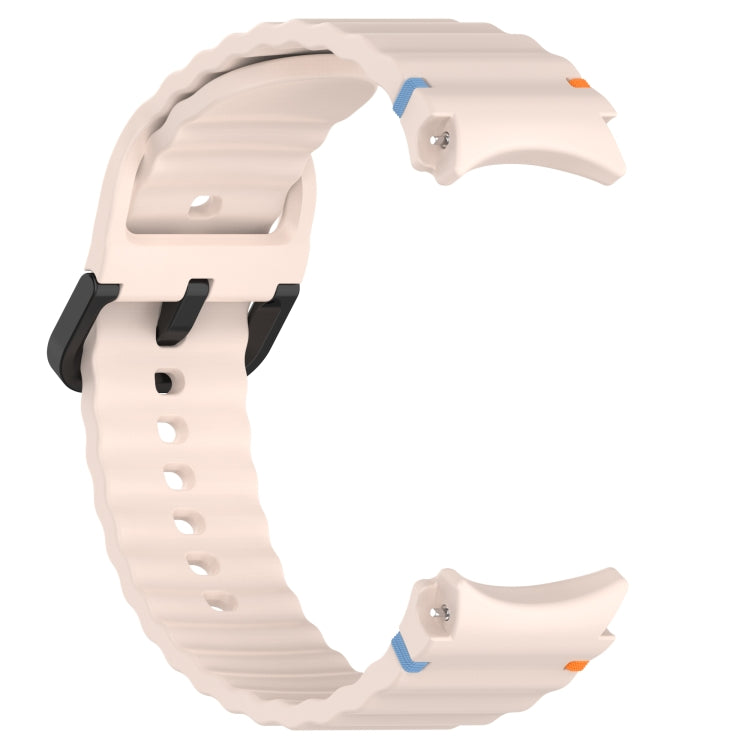 For Samsung Galaxy Watch 6 40 / 44mm Wavy Grain Stitched Black Buckle Silicone Watch Band