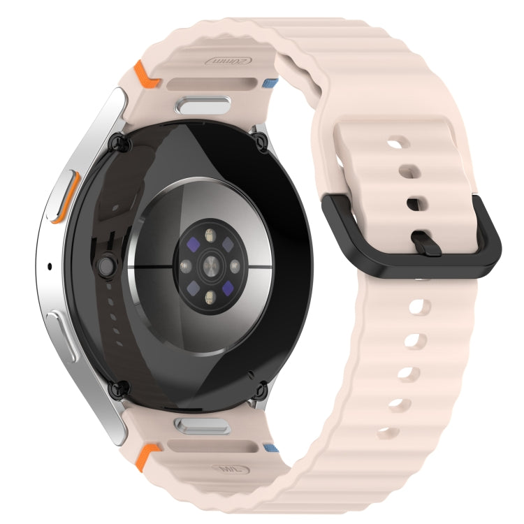 For Samsung Galaxy Watch 5 40 / 44mm Wavy Grain Stitched Black Buckle Silicone Watch Band