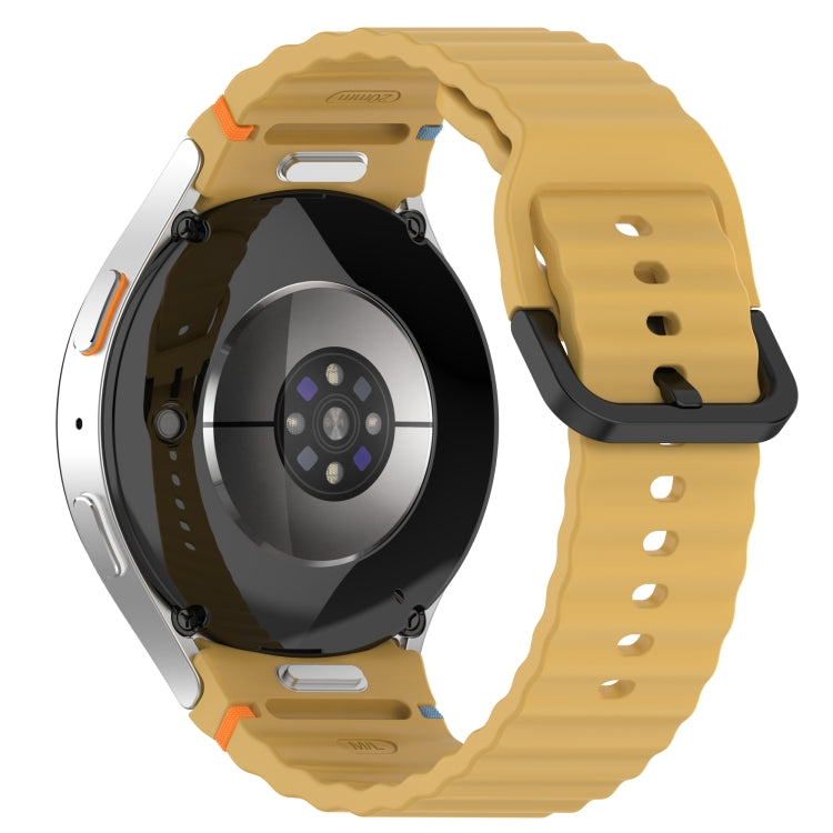 For Samsung Galaxy Watch 5 40 / 44mm Wavy Grain Stitched Black Buckle Silicone Watch Band