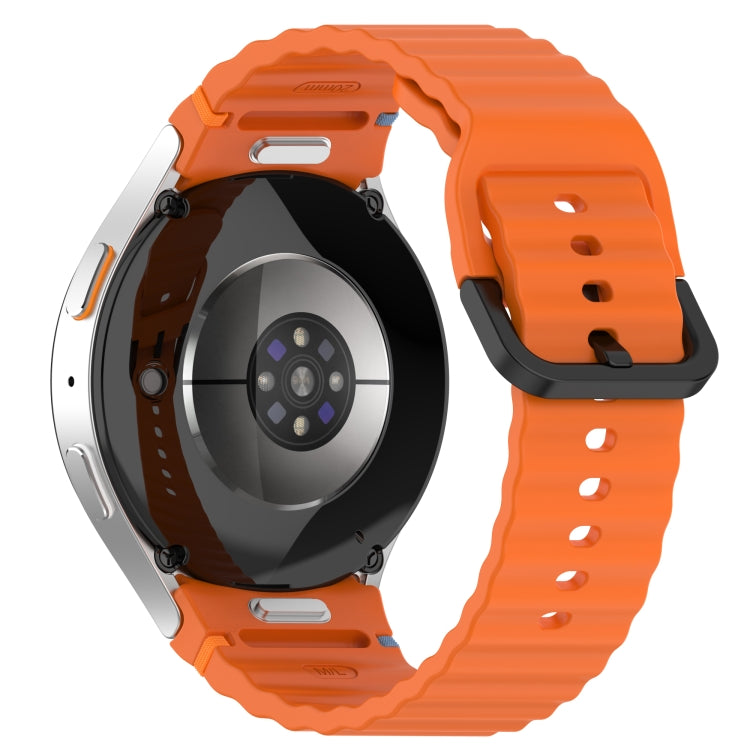 For Samsung Galaxy Watch 5 Pro Wavy Grain Stitched Black Buckle Silicone Watch Band
