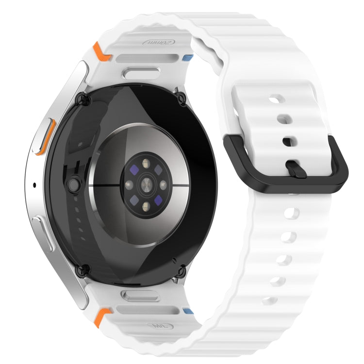 For Samsung Galaxy Watch 5 Pro Wavy Grain Stitched Black Buckle Silicone Watch Band