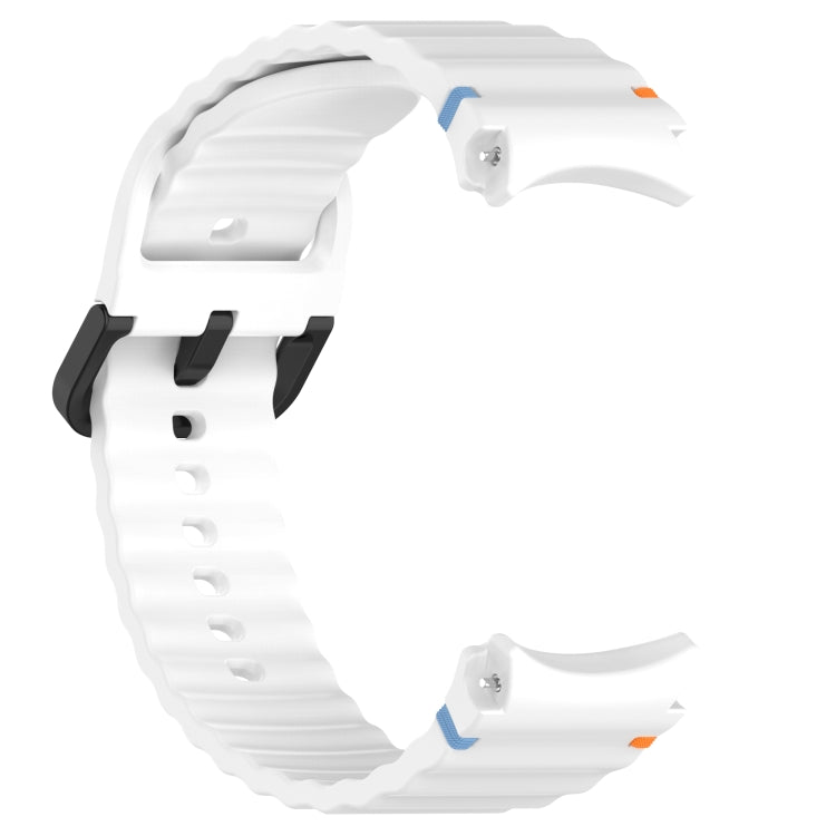 For Samsung Galaxy Watch 5 Pro Wavy Grain Stitched Black Buckle Silicone Watch Band