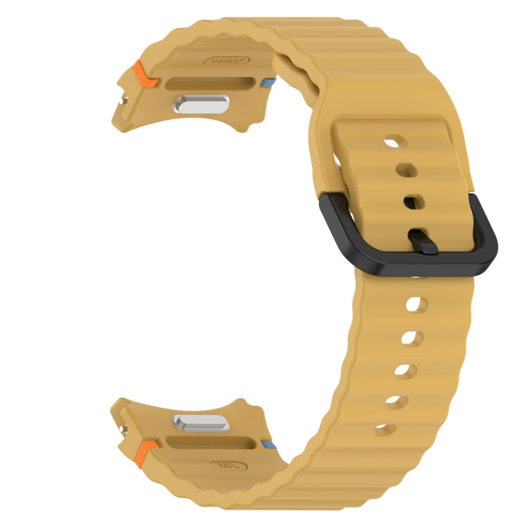 For Samsung Galaxy Watch 5 Pro Wavy Grain Stitched Black Buckle Silicone Watch Band