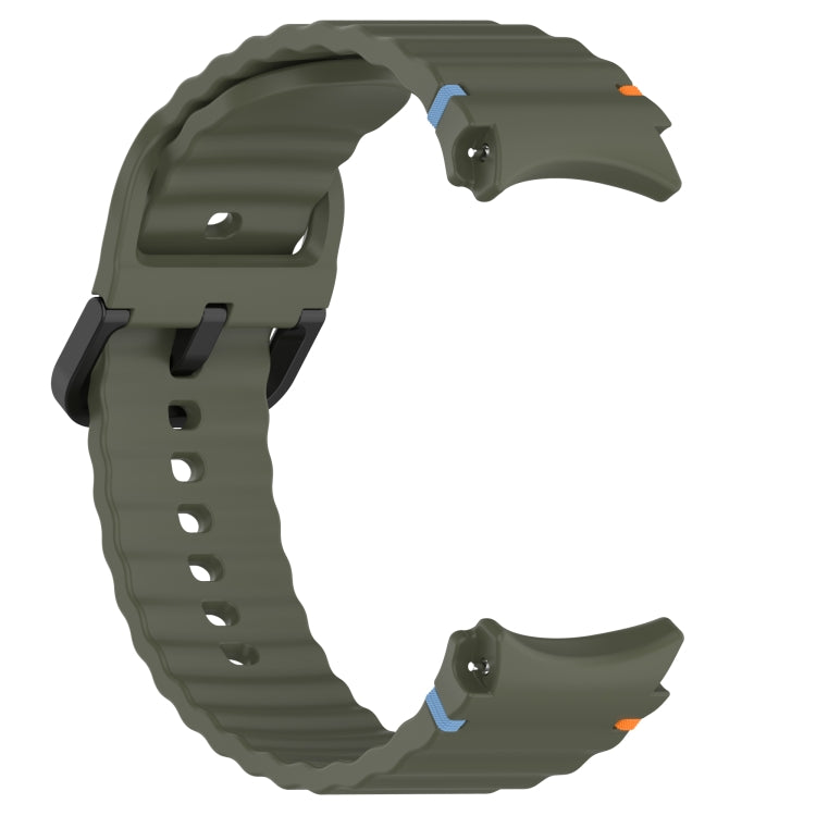 For Samsung Galaxy Watch 5 Pro Wavy Grain Stitched Black Buckle Silicone Watch Band