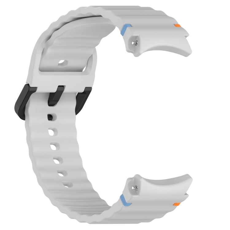 For Samsung Galaxy Watch 5 Pro Wavy Grain Stitched Black Buckle Silicone Watch Band