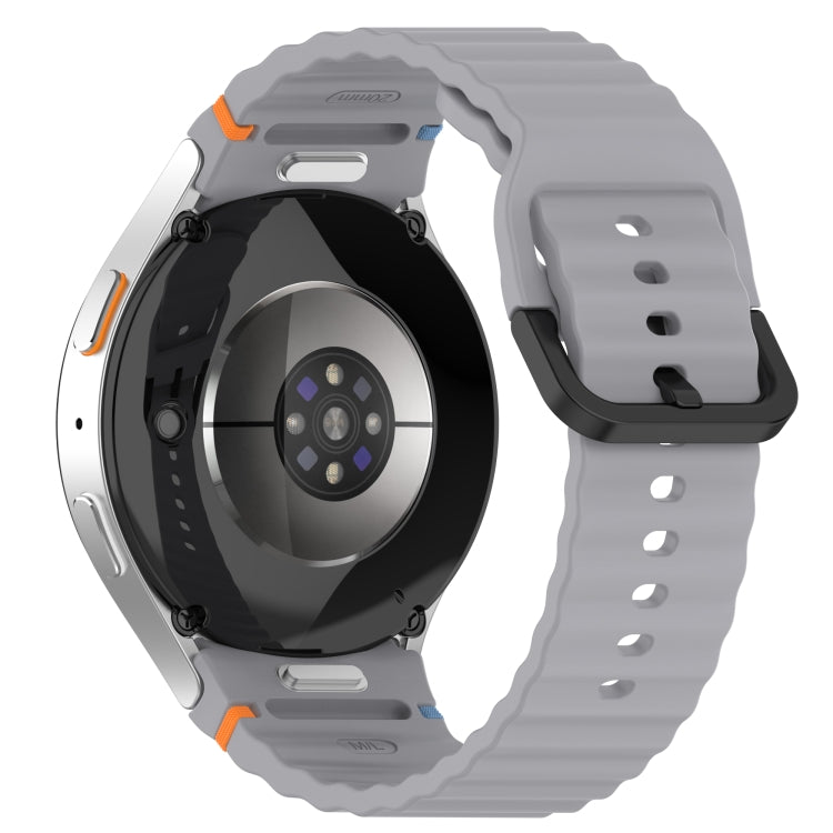 For Samsung Galaxy Watch 5 Pro Wavy Grain Stitched Black Buckle Silicone Watch Band