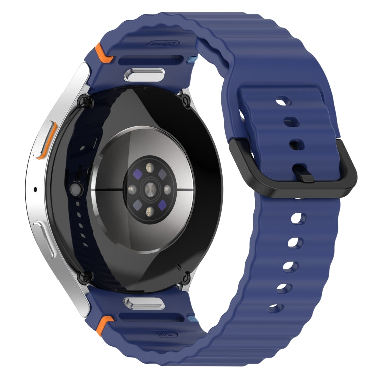 For Samsung Galaxy Watch 5 Pro Wavy Grain Stitched Black Buckle Silicone Watch Band