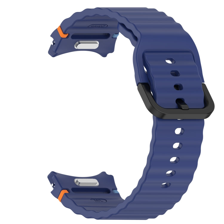 For Samsung Galaxy Watch 5 Pro Wavy Grain Stitched Black Buckle Silicone Watch Band