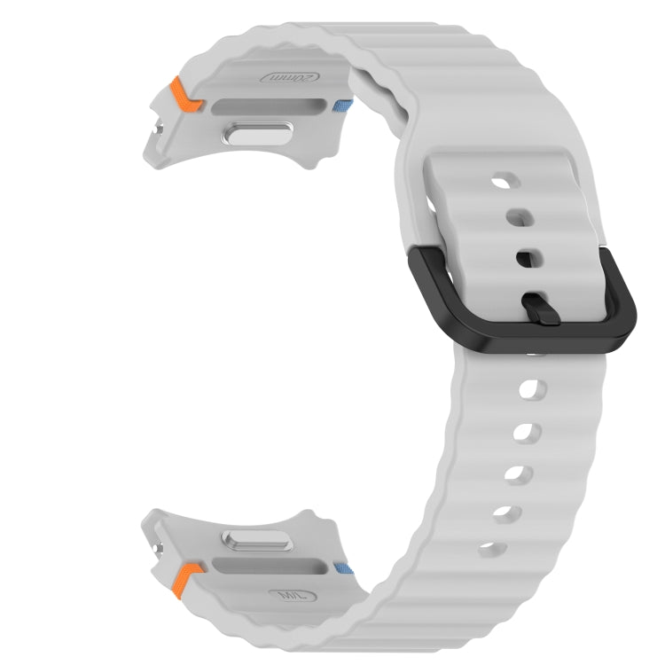 For Samsung Galaxy Watch 4 40 / 44mm Wavy Grain Stitched Black Buckle Silicone Watch Band