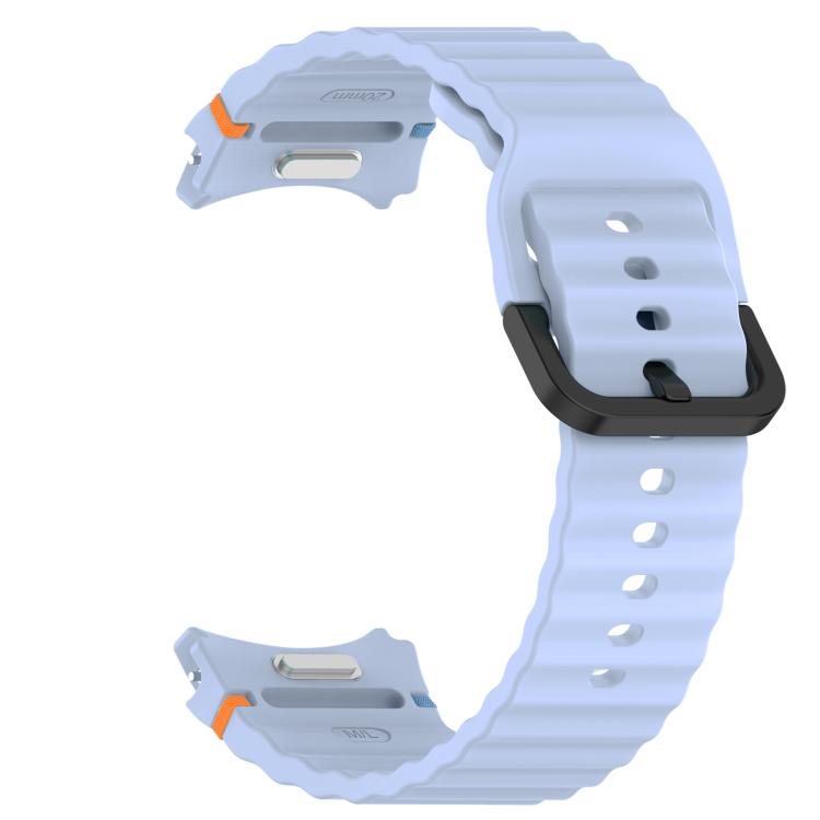 For Samsung Galaxy Watch 4 40 / 44mm Wavy Grain Stitched Black Buckle Silicone Watch Band