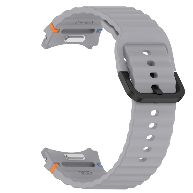 For Samsung Galaxy Watch 4 40 / 44mm Wavy Grain Stitched Black Buckle Silicone Watch Band