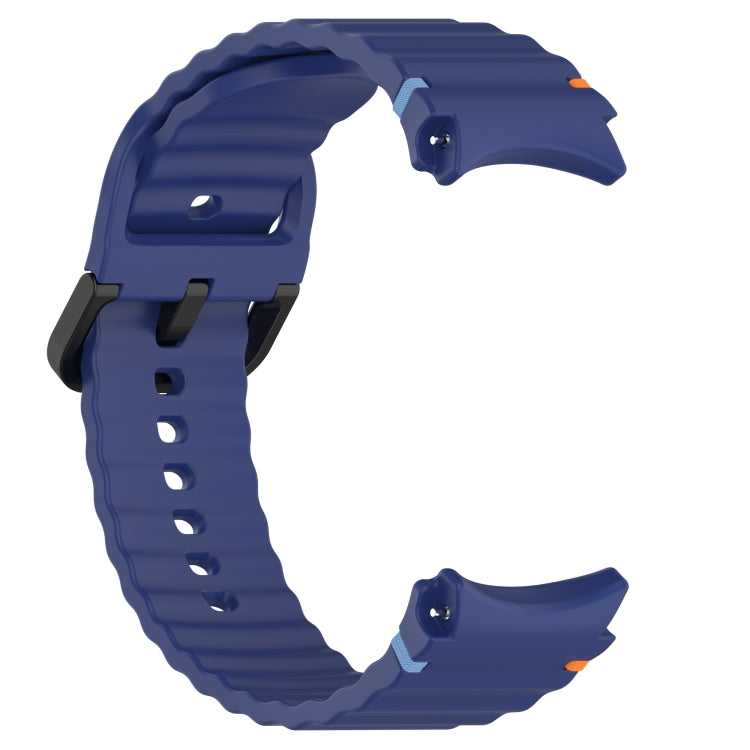 For Samsung Galaxy Watch 4 40 / 44mm Wavy Grain Stitched Black Buckle Silicone Watch Band